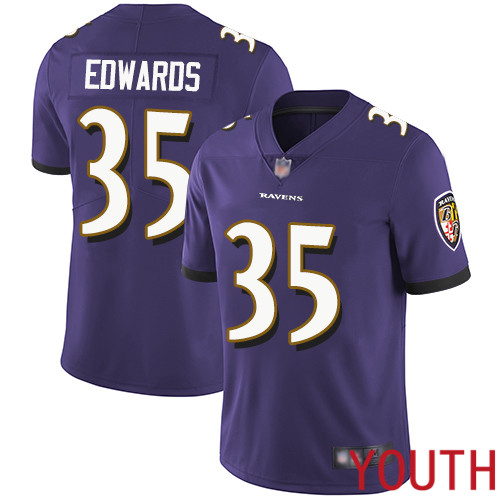 Baltimore Ravens Limited Purple Youth Gus Edwards Home Jersey NFL Football #35 Vapor Untouchable->youth nfl jersey->Youth Jersey